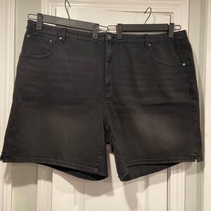 NWT Terra & Sky Size 4X Black Denim Elastic Waist Zip Up Cotton Denim Shorts